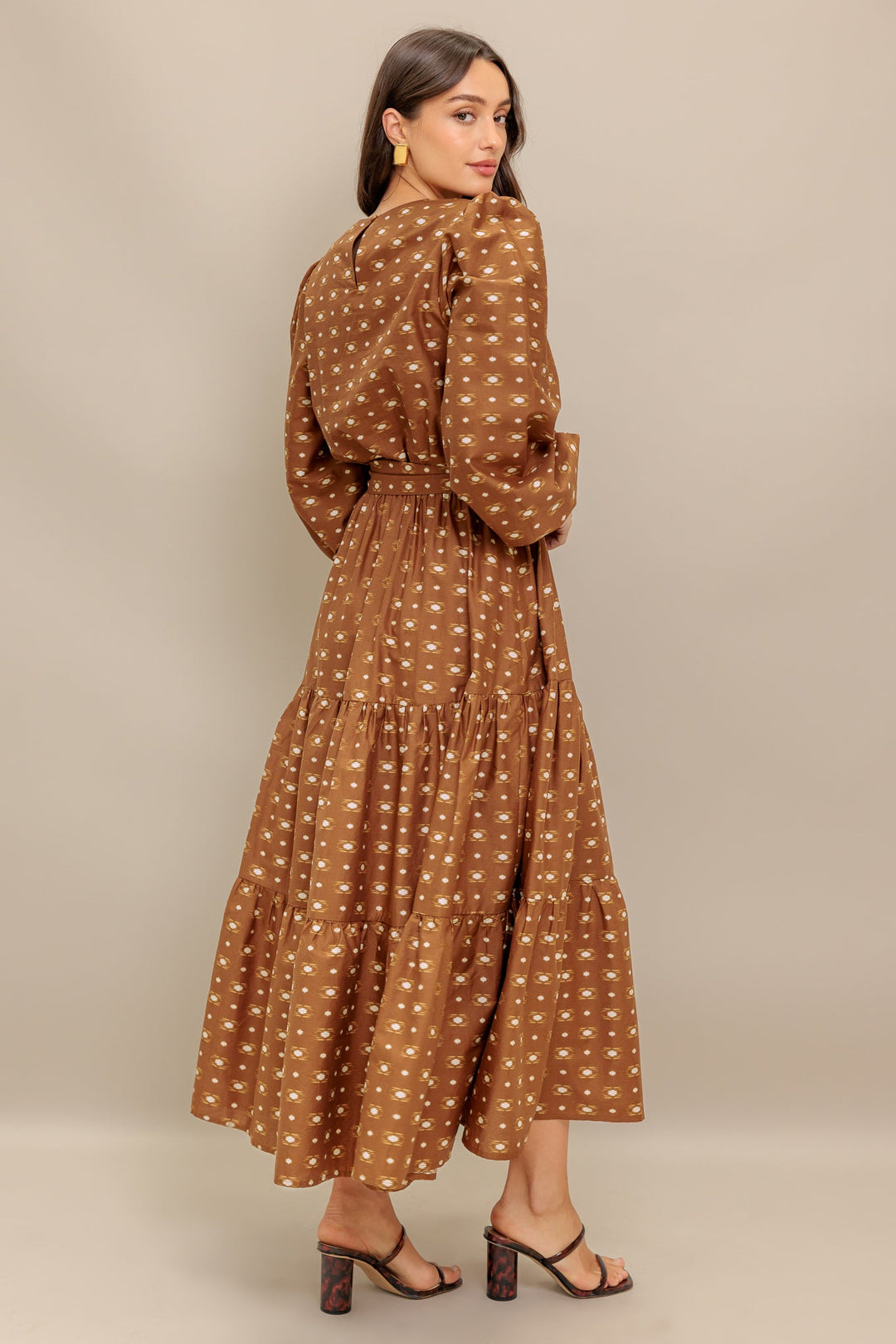 CINNAMON WALTZ WOVEN MIDI DRESS