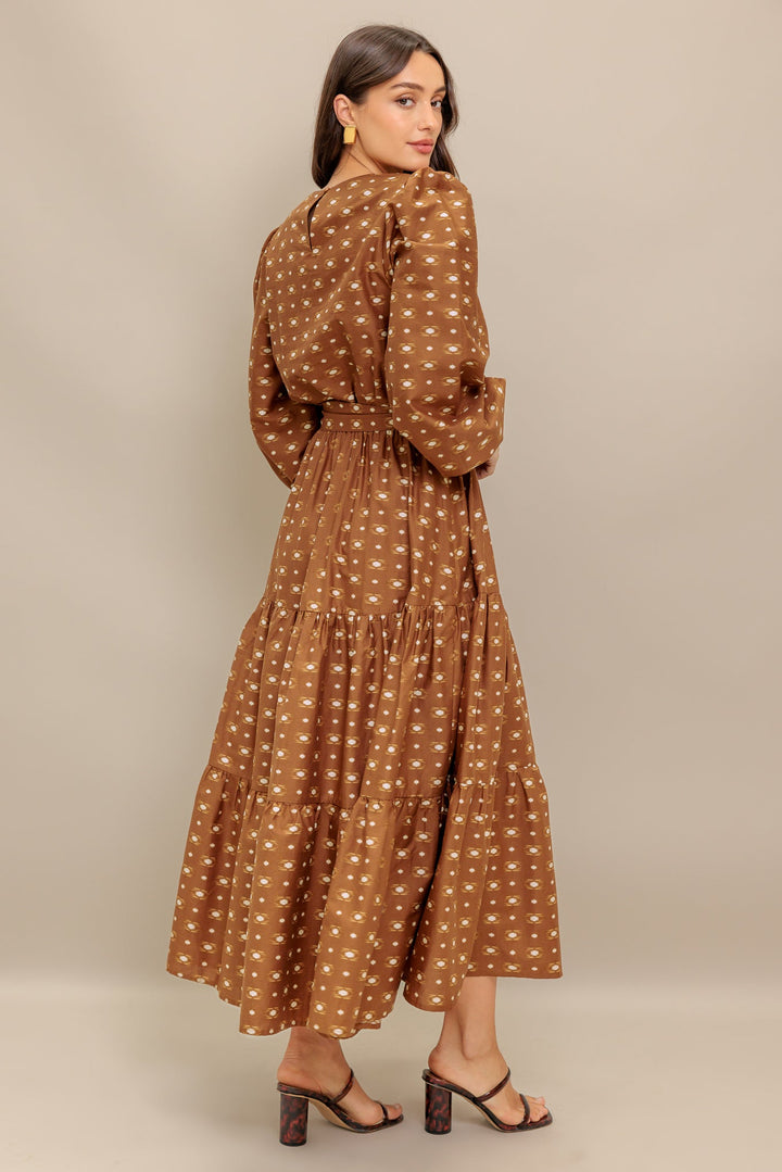 CINNAMON WALTZ WOVEN MIDI DRESS