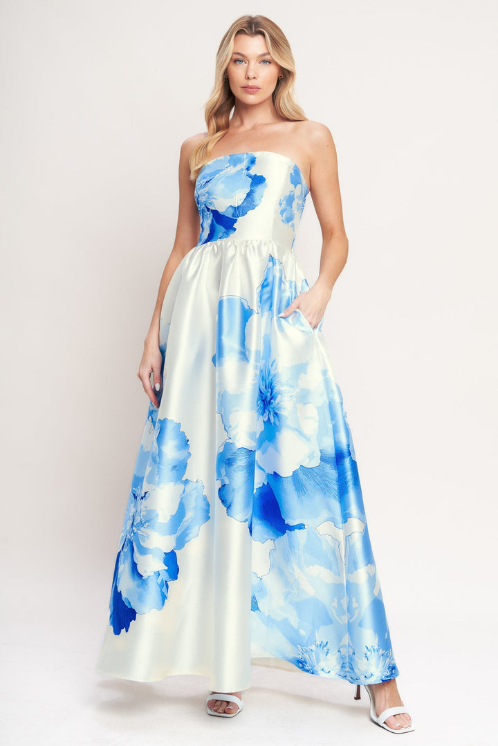 LUXE PEONY WOVEN MAXI DRESS