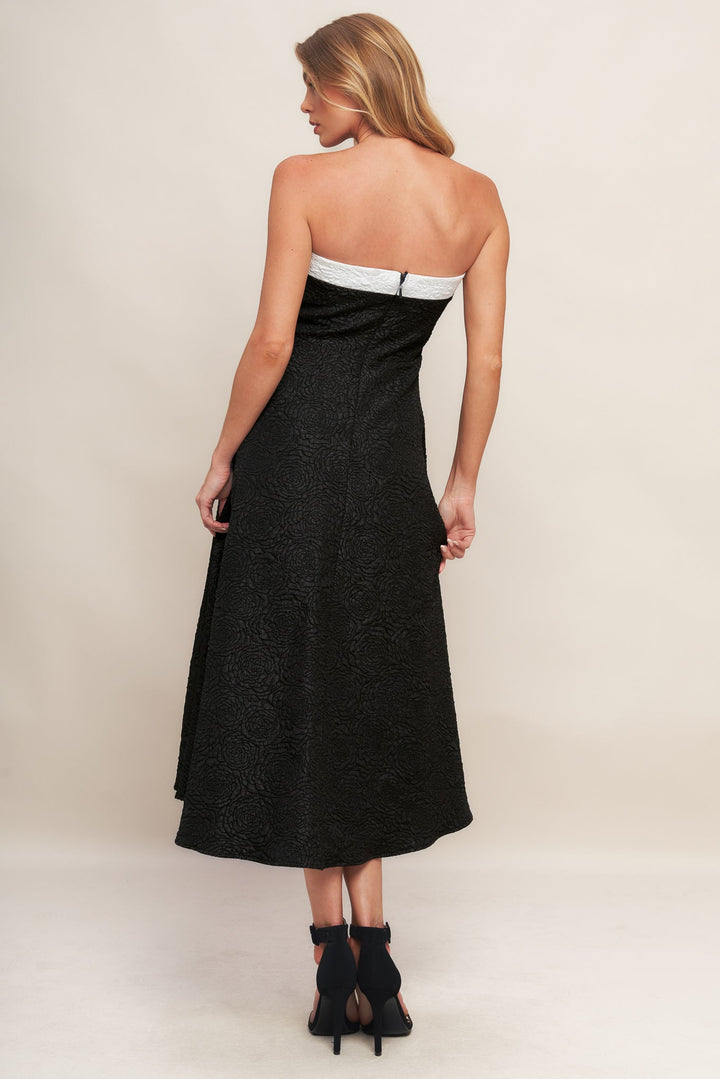 MIDNIGHT GRACE WOVEN MIDI DRESS