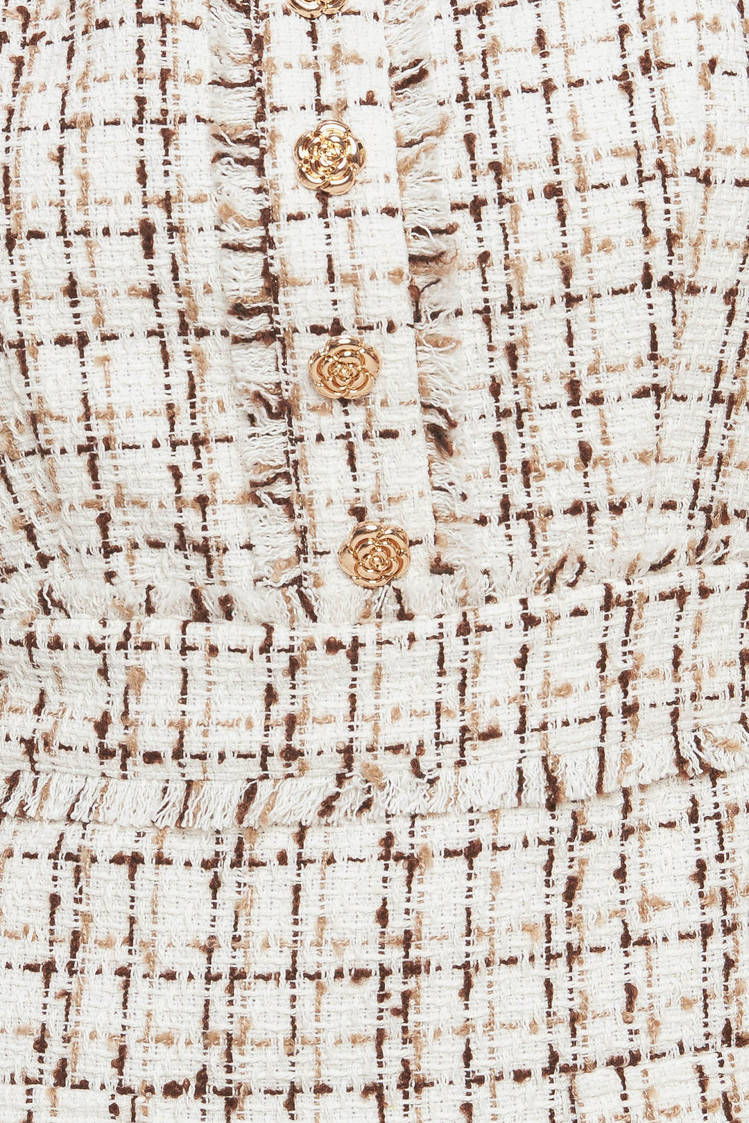 GOLDEN GRID LUXE TWEED MINI DRESS