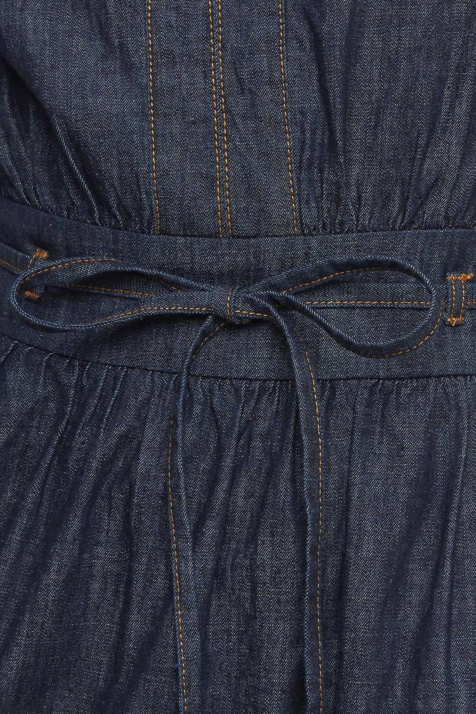 POWER DENIM GODDESS DARK INDIGO MIDI DRESS