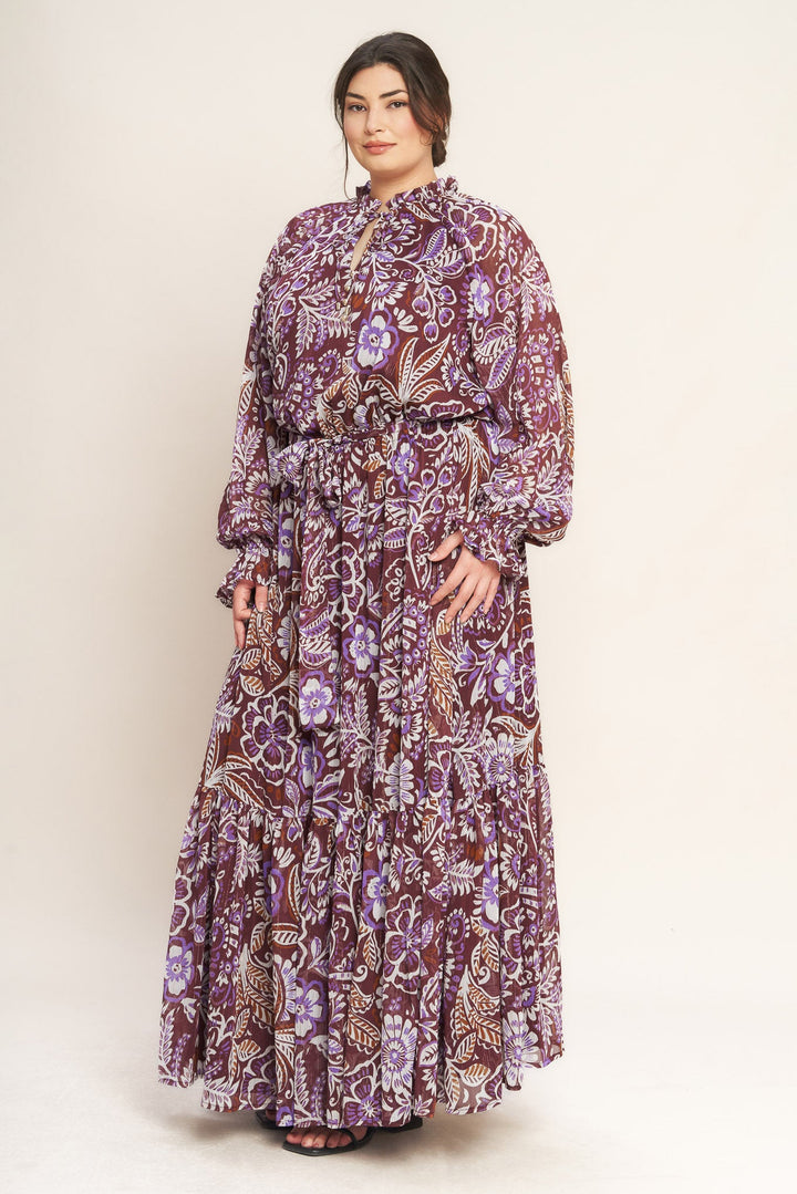 VIOLET BLOSSOM SPIRIT WOVEN MAXI DRESS