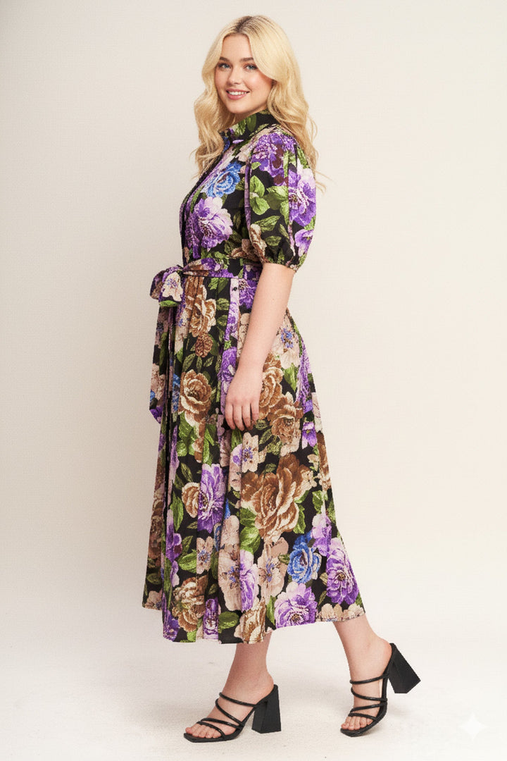 VIVID HERITAGE WOVEN MIDI DRESS