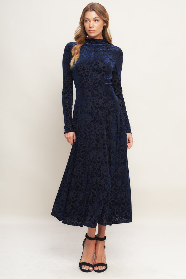 VELVET GALAXY CHARM MIDI DRESS
