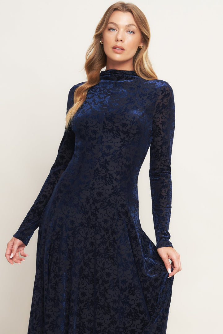 VELVET GALAXY CHARM MIDI DRESS