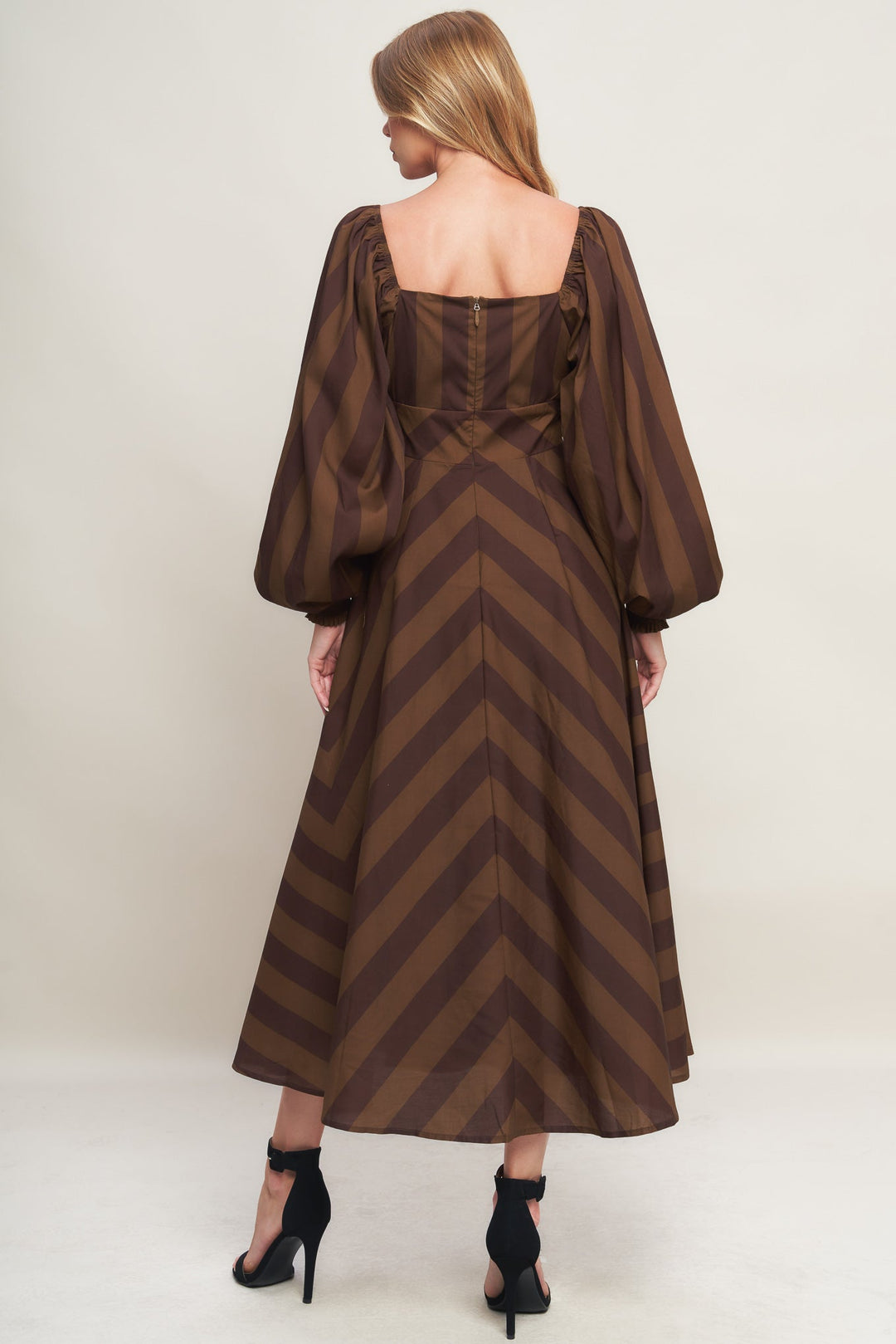 BROWN GODDESS FLOW WOVEN MIDI DRESS