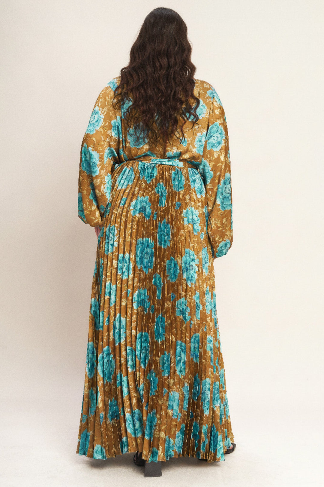 GOLDEN BLOOM LUXE WOVEN SATIN MAXI DRESS