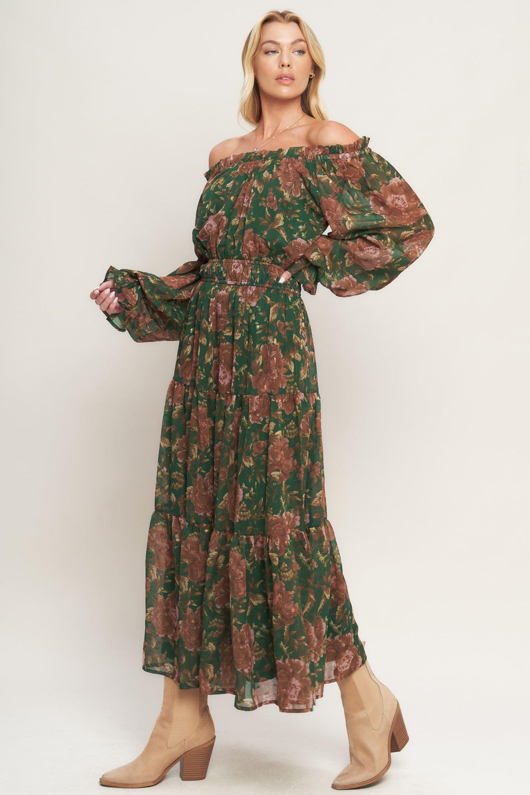 TERRACOTTA TRAIL WOVEN MIDI DRESS