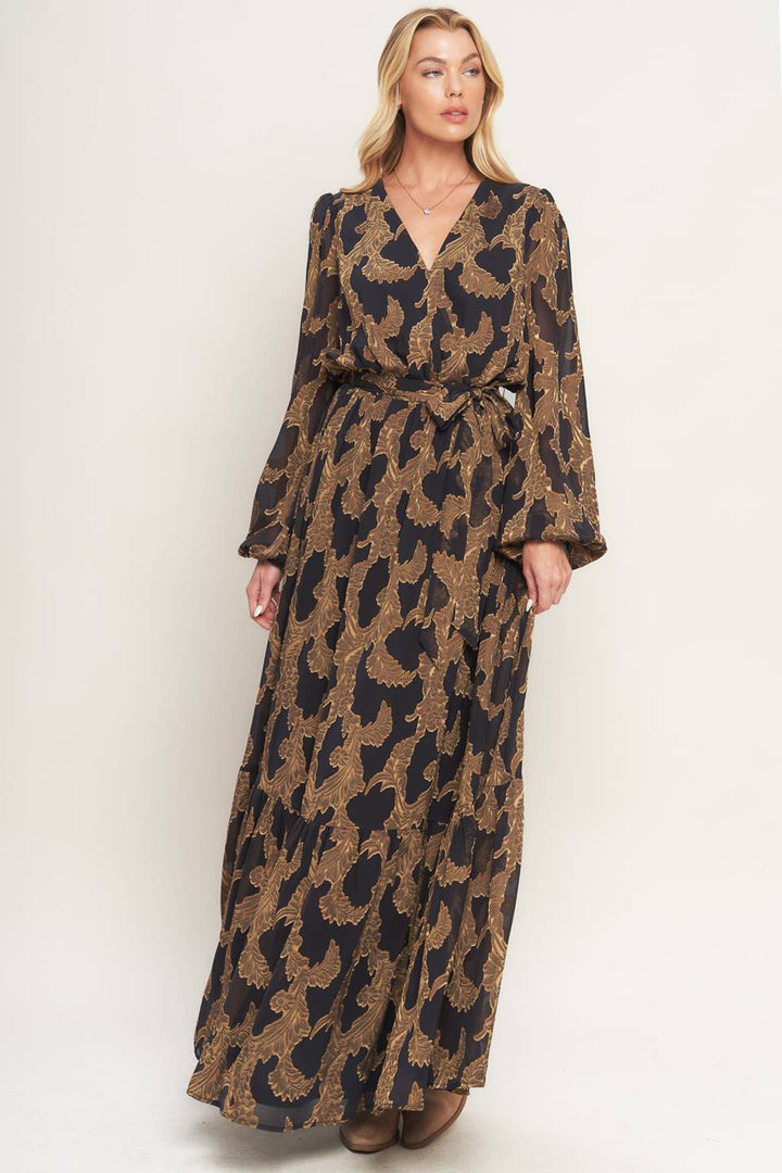 MIDNIGHT MOSS WOVEN JACQUARD MAXI DRESS
