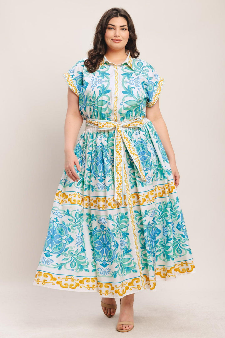 BLUE REGALIA WOVEN MIDI DRESS