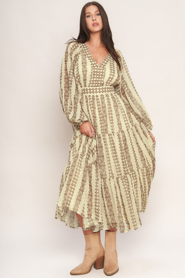 TRIBAL WHISPER WOVEN MIDI DRESS