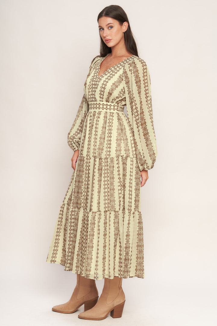 TRIBAL WHISPER WOVEN MIDI DRESS