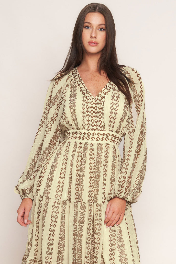 TRIBAL WHISPER WOVEN MIDI DRESS
