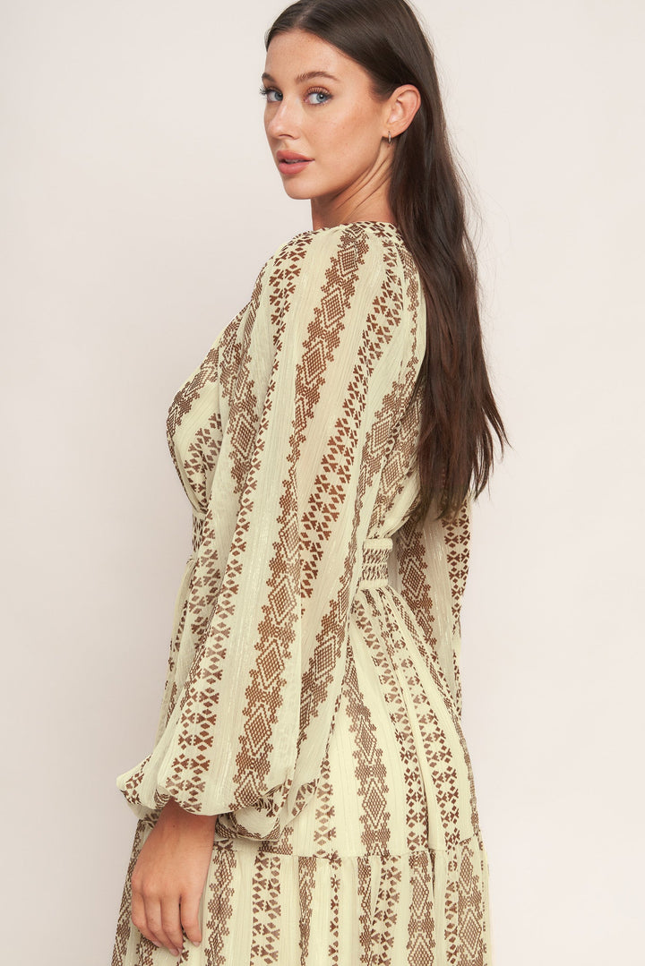 TRIBAL WHISPER WOVEN MIDI DRESS