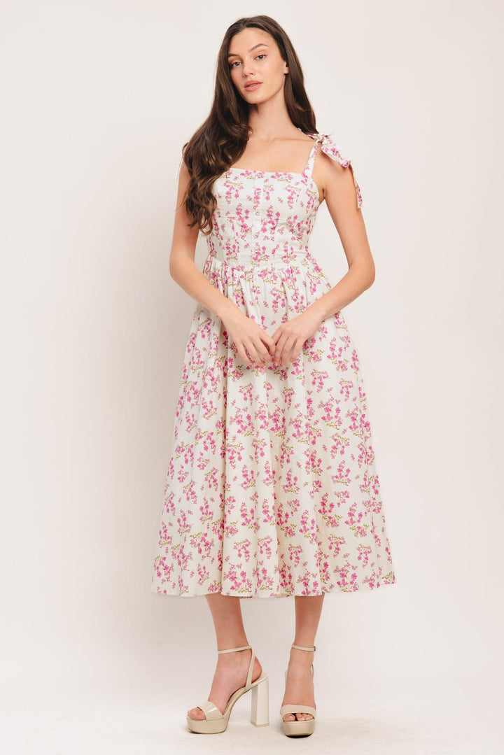 PETALS &amp; PROMISES WOVEN MIDI DRESS