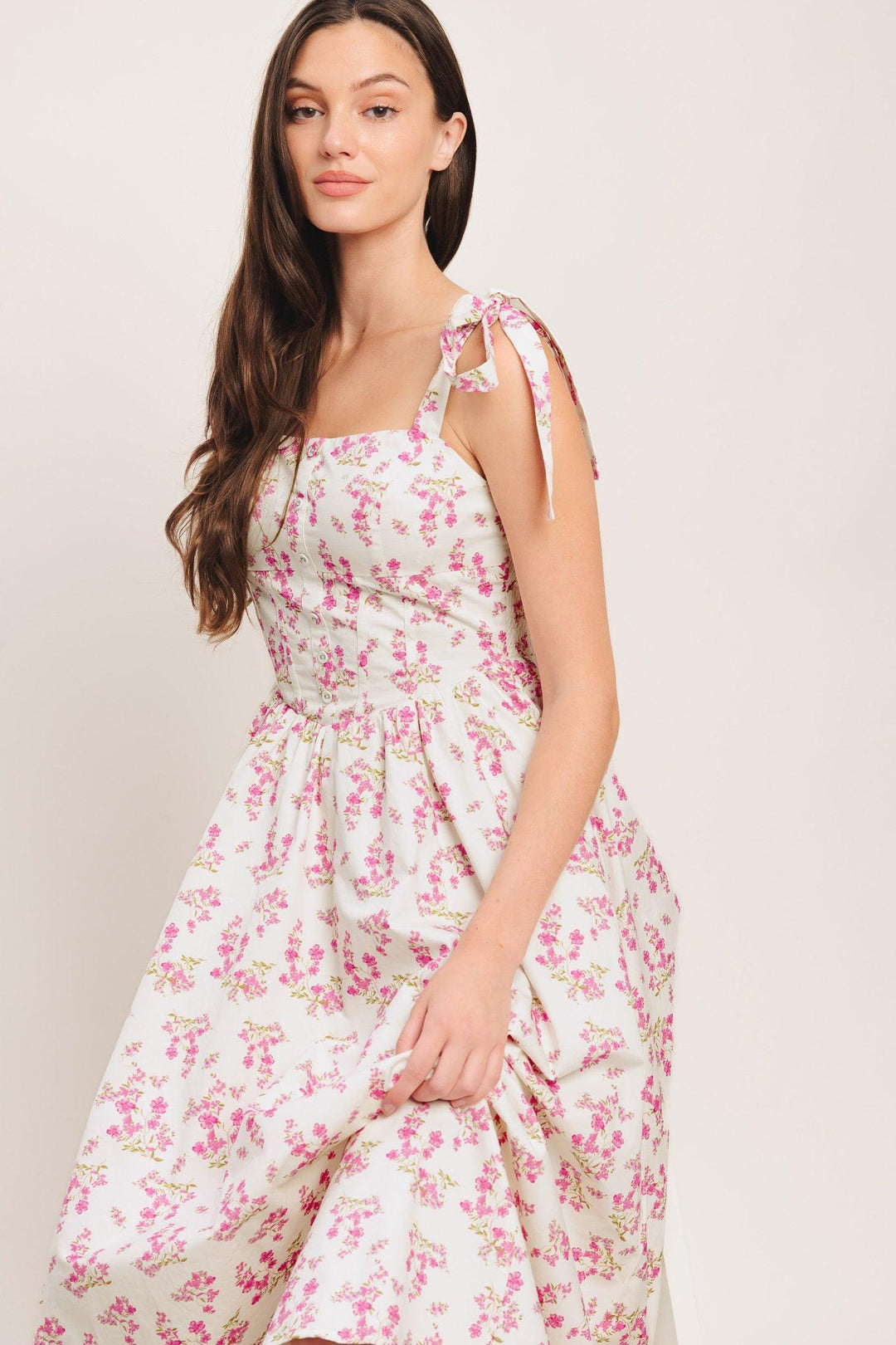 PETALS &amp; PROMISES WOVEN MIDI DRESS