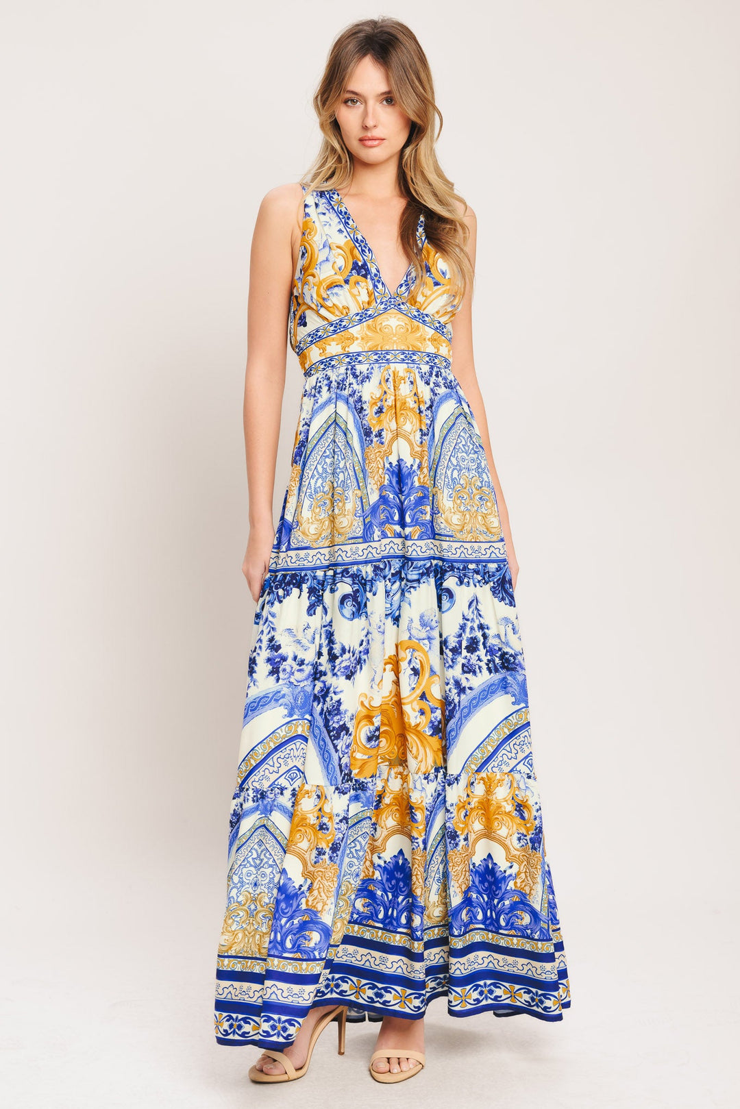 AZURE PALAZZO WOVEN MAXI DRESS