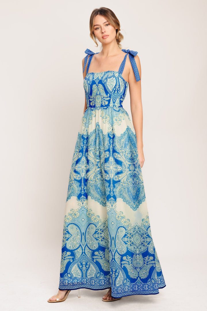 OCEAN TAPESTRY WOVEN MAXI DRESS