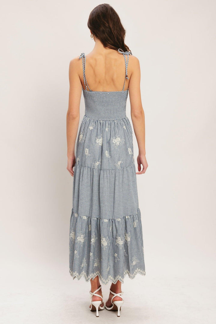 SALT AIR STRIPE WOVEN MIDI DRESS