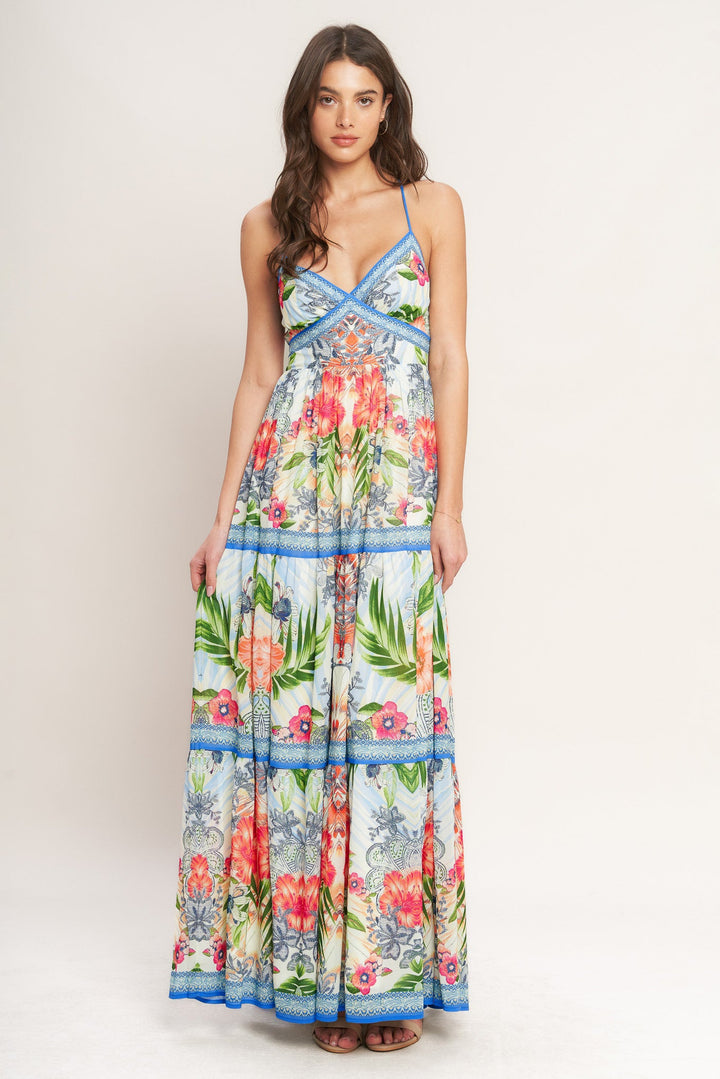FRESH BOTANICAL SCALE WOVEN MAXI DRESS