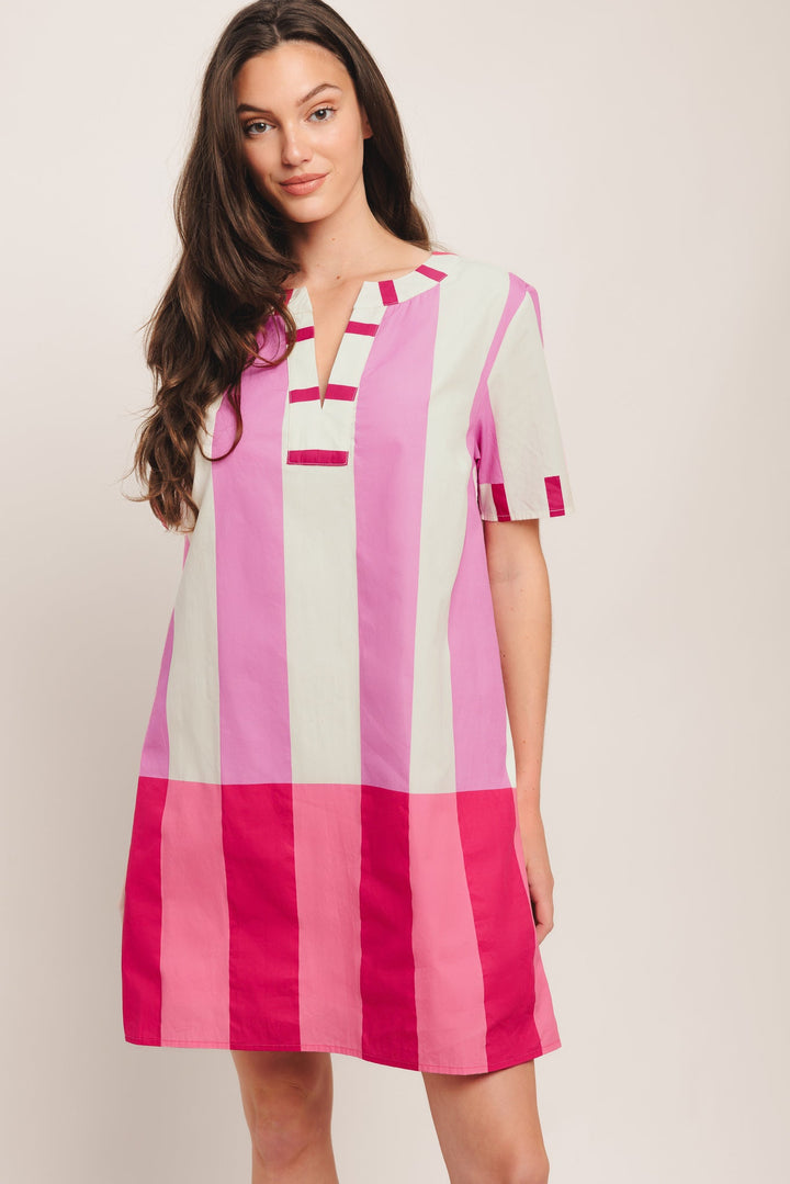 FRESH PINK WOVEN MINI DRESS