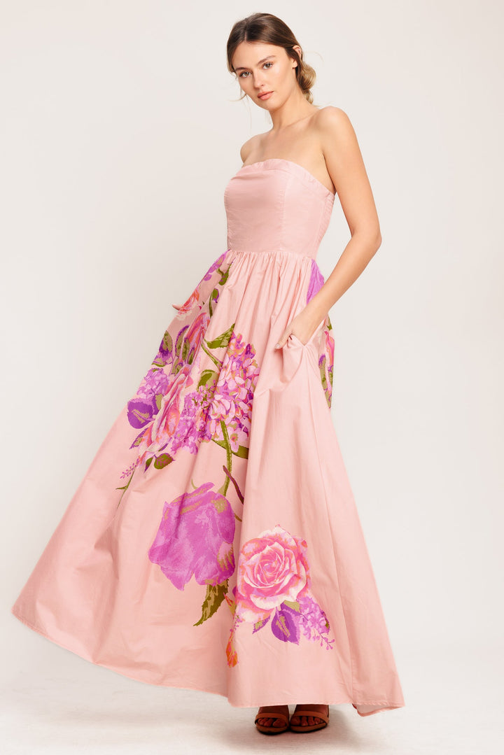 ROSE SERENADE WOVEN MAXI DRESS