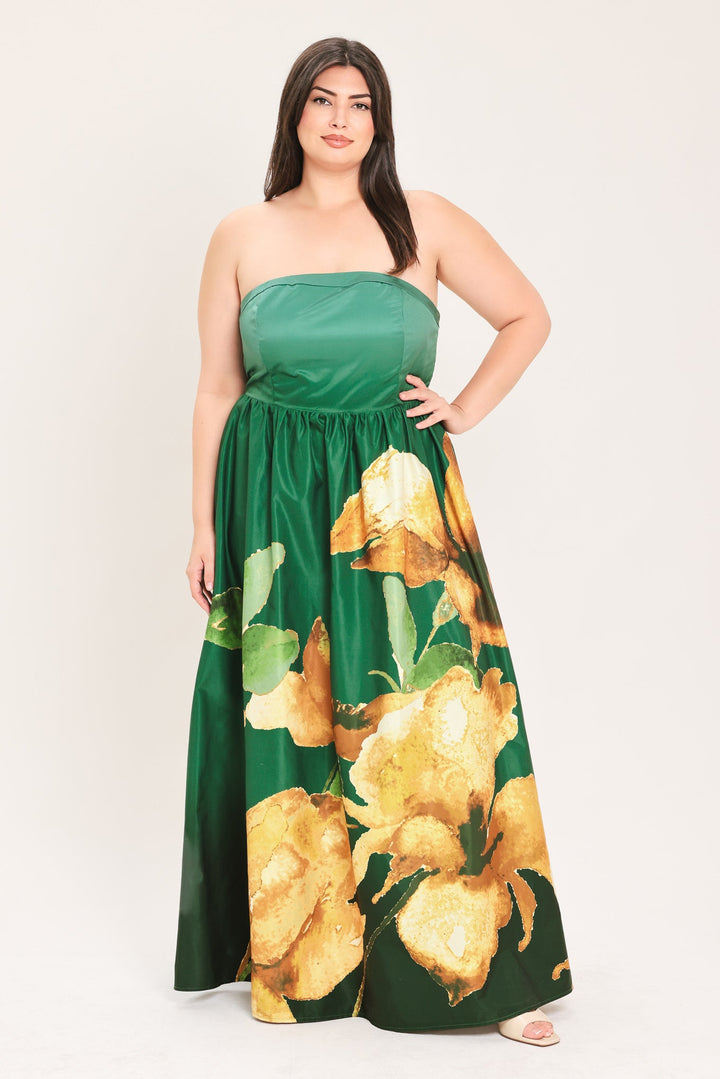 BRONZE BLOSSOM MUSE WOVEN MAXI DRESS