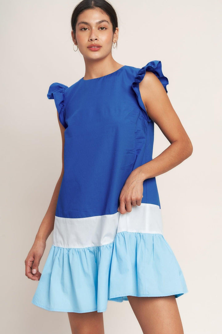 SEASIDE SWEETHEART COLOR BLOCKED MINI DRESS