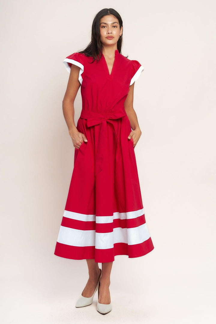 TRUE LOVE IN COLOR BLOCKED MIDI DRESS