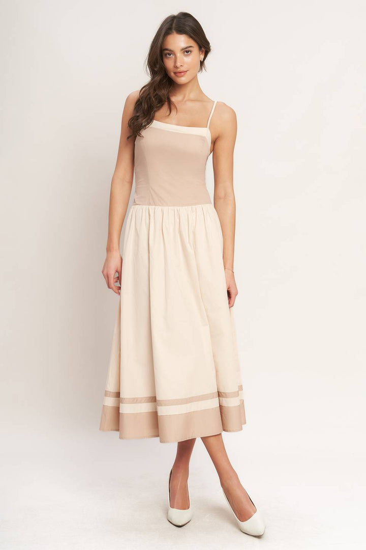 SPRING HARMONY COLOR BLOCKED MIDI DRESS