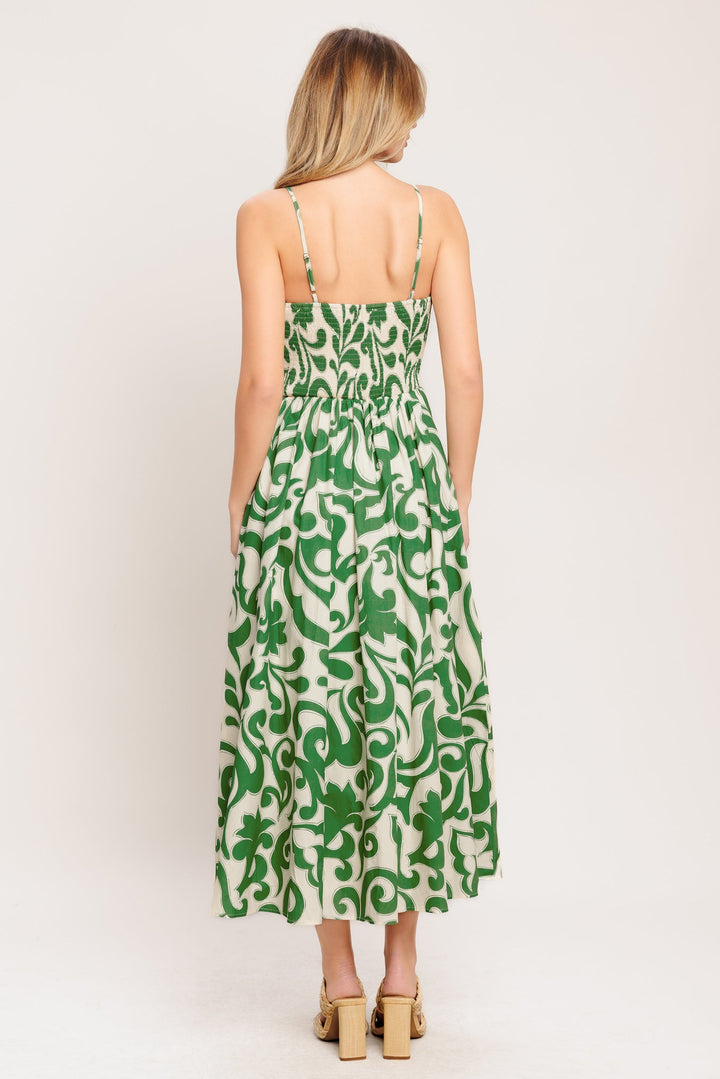 ART NOUVEAU FLORAL WOVEN MIDI DRESS