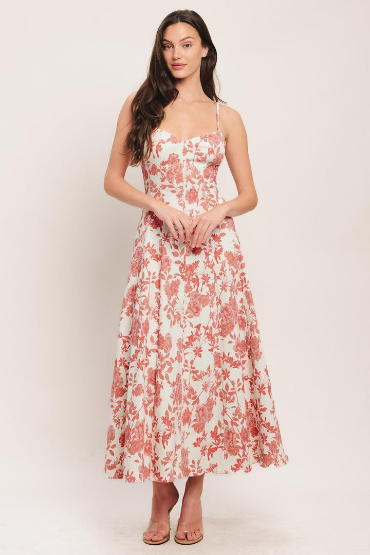 FLORAL HAZE WOVEN MIDI DRESS