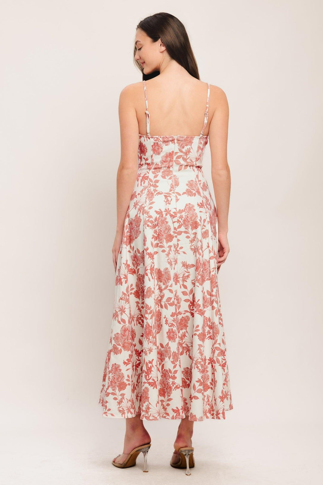 FLORAL HAZE WOVEN MIDI DRESS