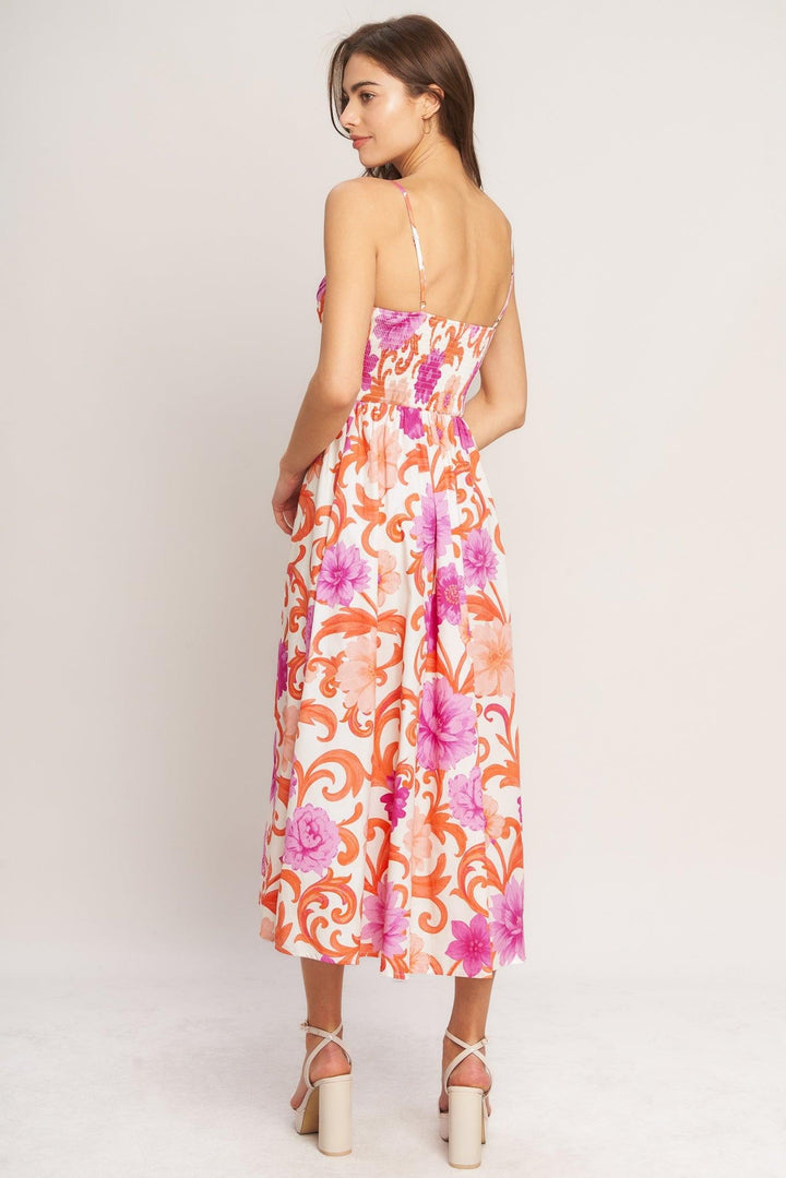 VACAY BLOOM WOVEN MIDI DRESS