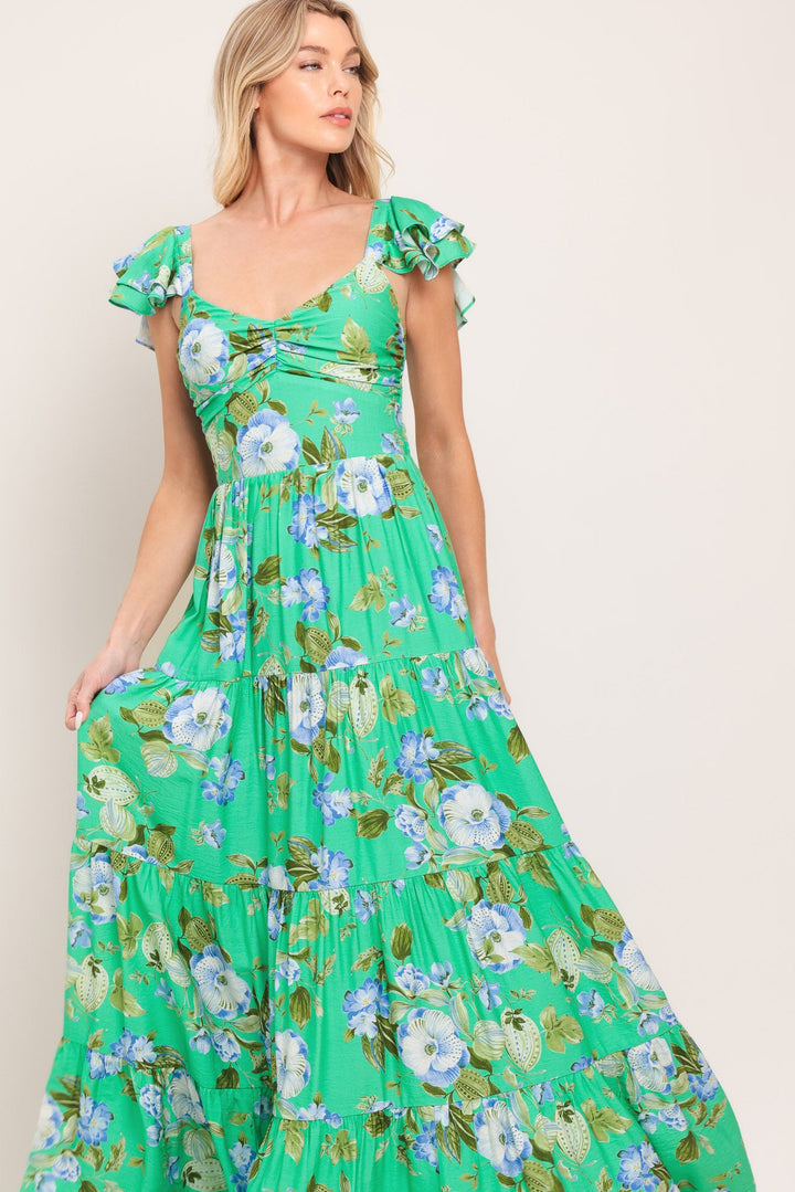 FRESH BLOSSOM WOVEN MAXI DRESS