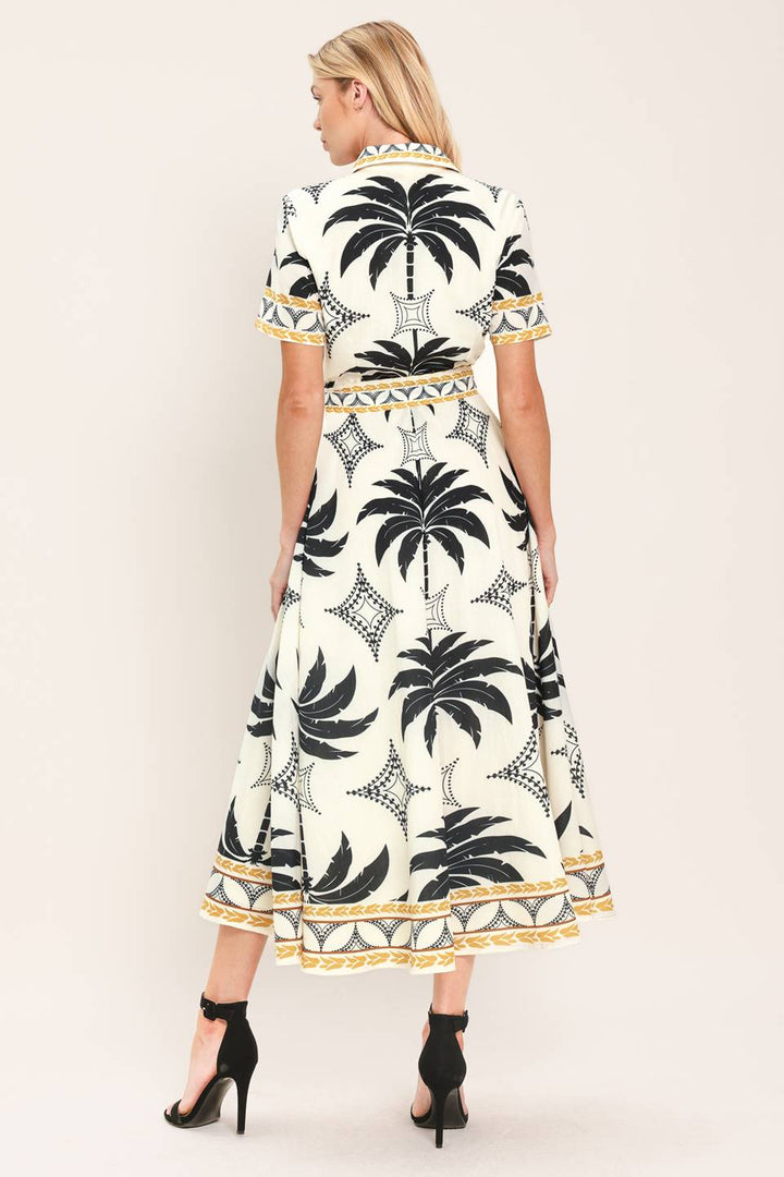 MONACO MOONLIGHT WOVEN SHIRT MIDI DRESS