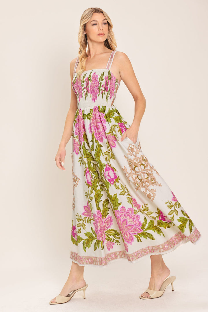 SPRINGTIME IN PARIS WOVEN MIDI DRESS