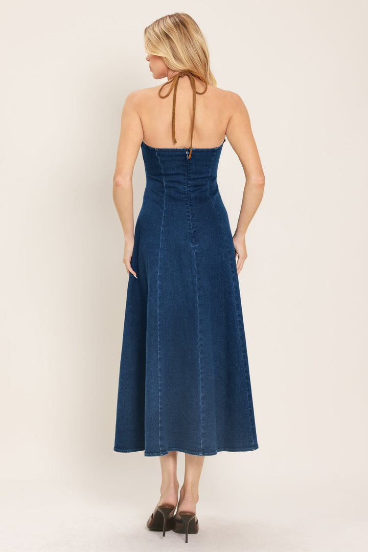 AMERICANA BELLE DENIM MIDI DRESS