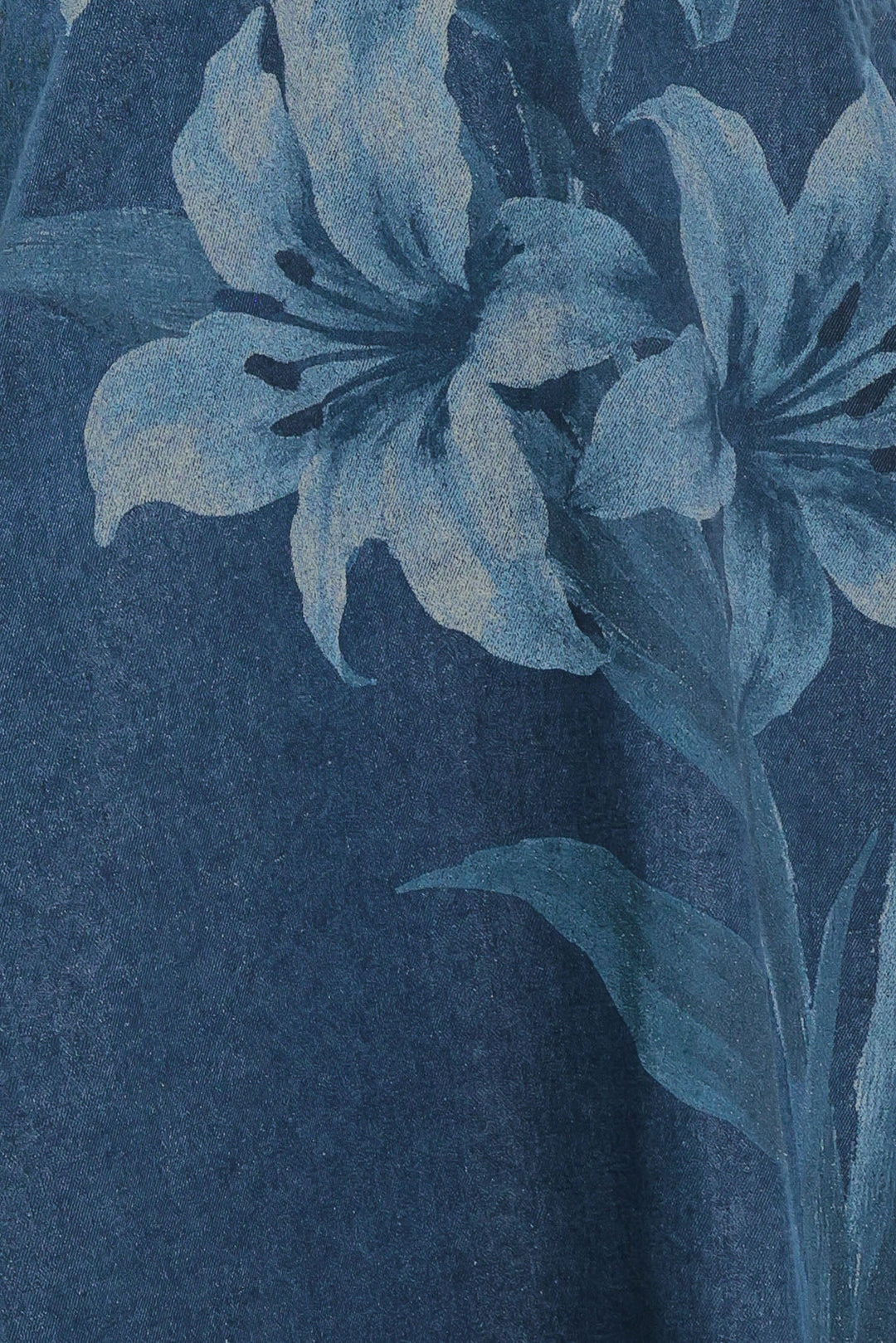 MIDNIGHT BLOOM DENIM MIDI DRESS
