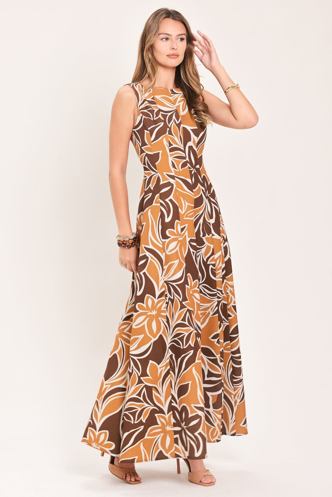 AMBER FLORAL MOTION WOVEN MAXI DRESS