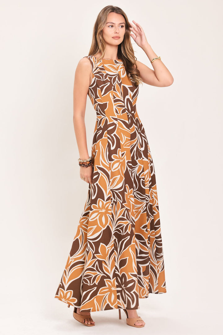 AMBER FLORAL MOTION WOVEN MAXI DRESS