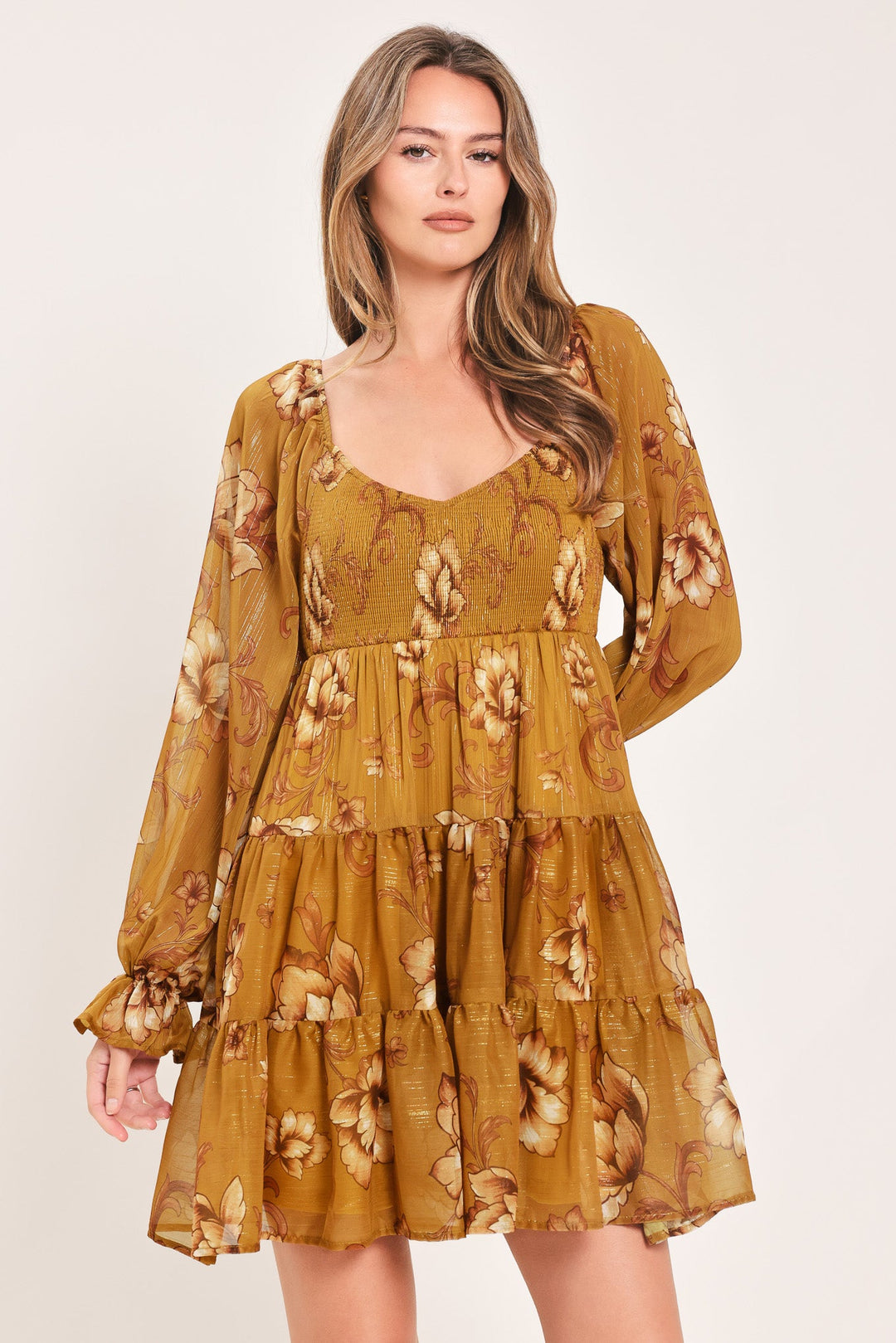 SAFFRON GARDEN MUSE WOVEN MINI DRESS