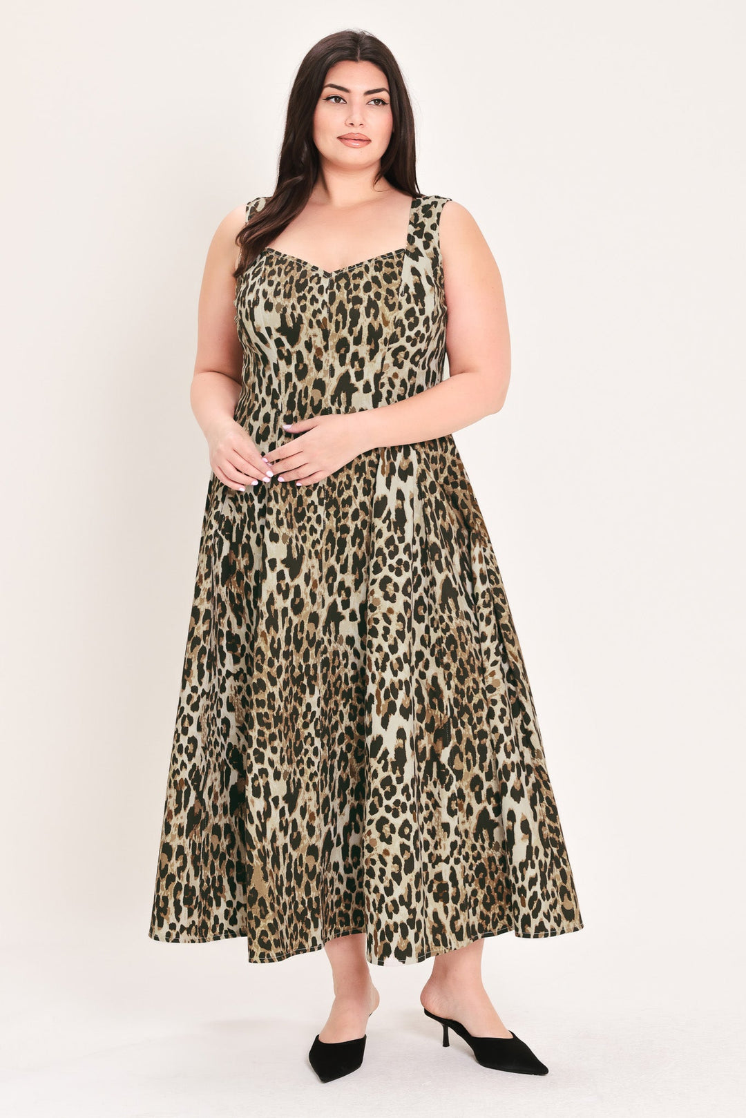DESERT ROSE LEOPARD WOVEN MIDI DRESS