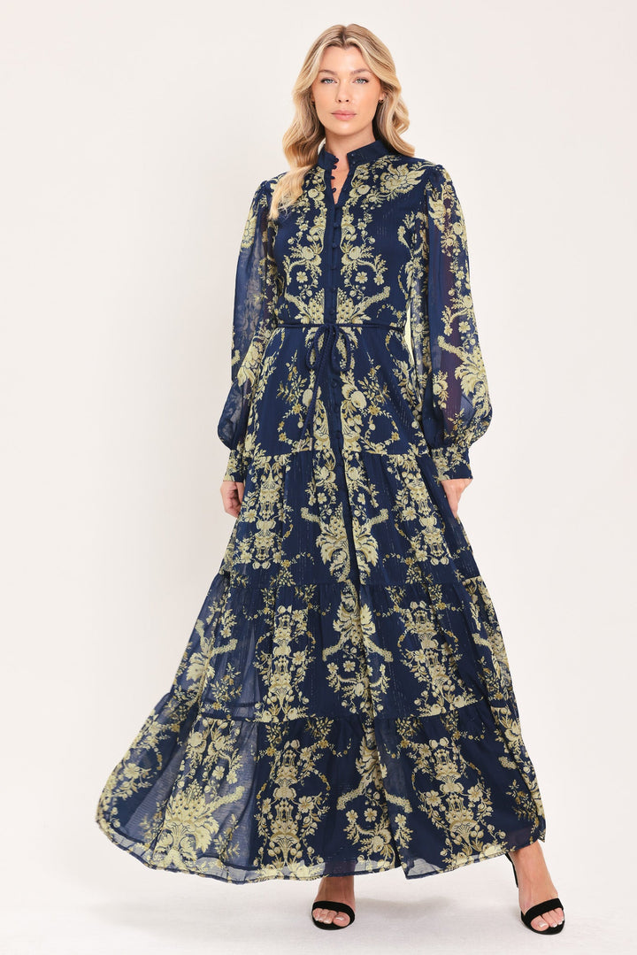 ROYAL HERITAGE BLOOM WOVEN MAXI DRESS