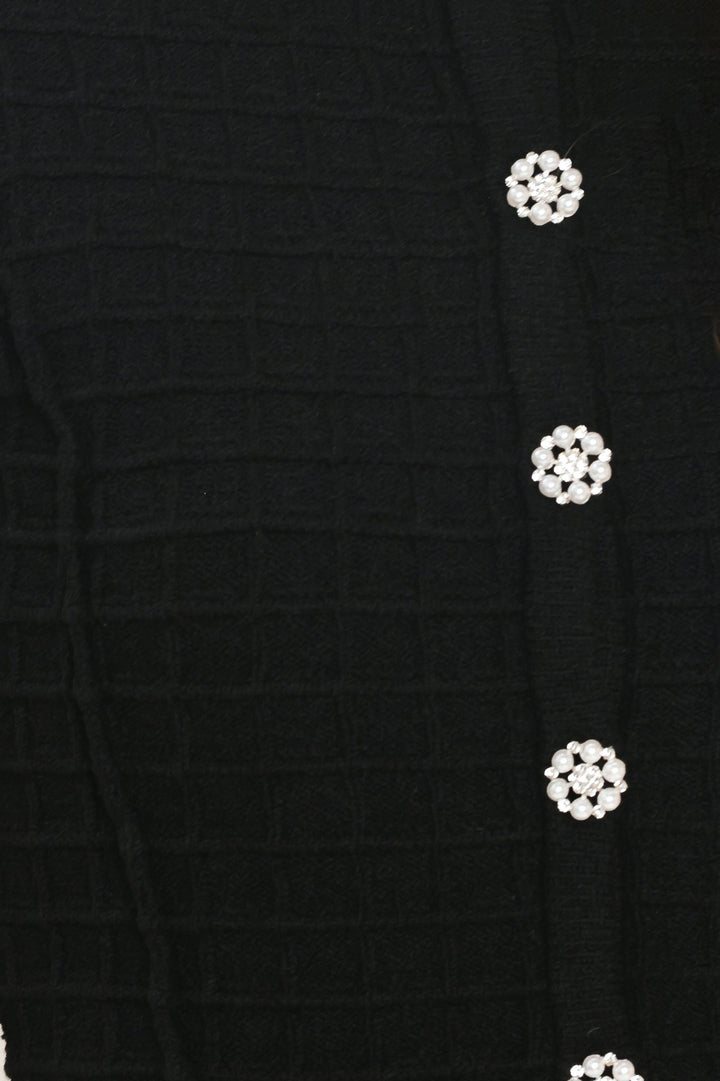 POLISHED MOMENT BLACK JEWEL-BUTTON CROPPED SWEATER TOP