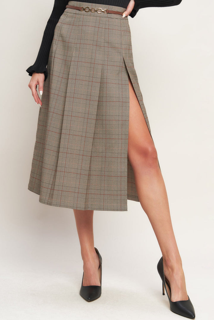 BRITISH TRACE WOVEN MIDI SKIRT