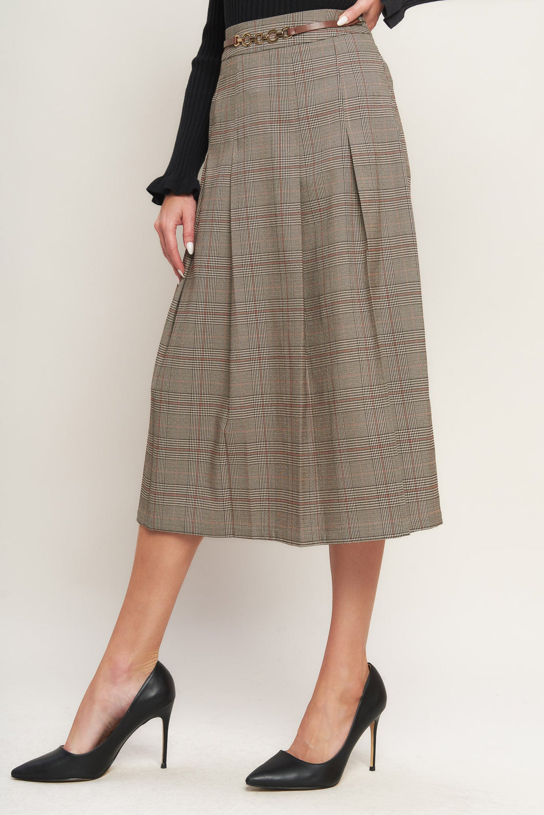 BRITISH TRACE WOVEN MIDI SKIRT