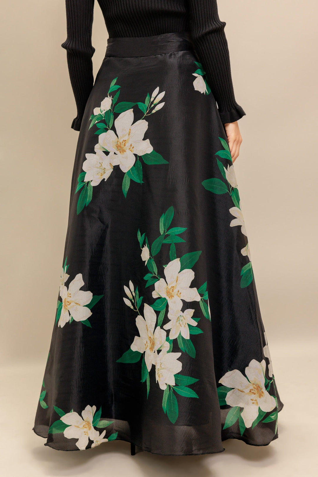 ELEGANT WILDFLOWER WOVEN MAXI SKIRT