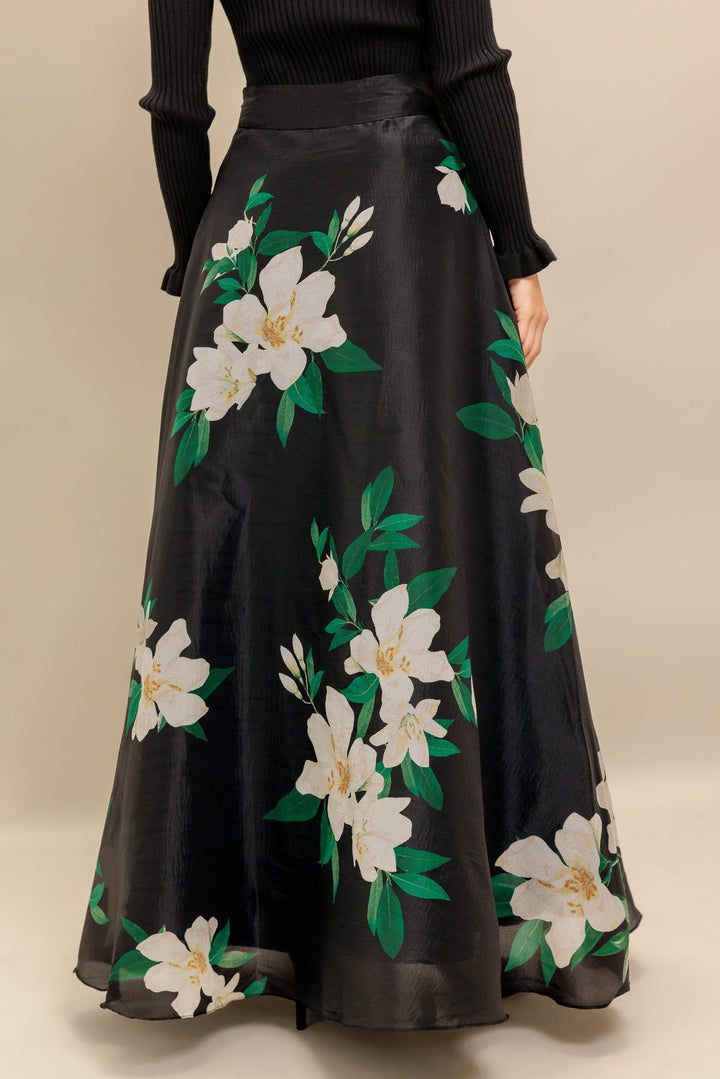 ELEGANT WILDFLOWER WOVEN MAXI SKIRT